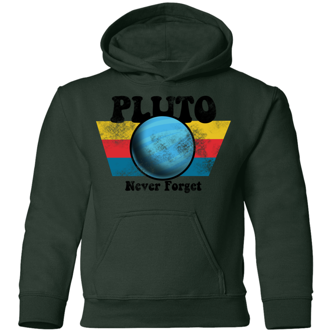 Youth Space Planet Pluto Vintage 80s Pullover Hoodie