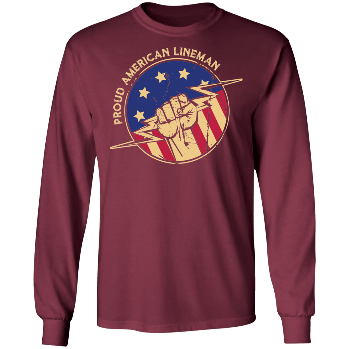 Proud American Lineman Flag Long Sleeve T-Shirt