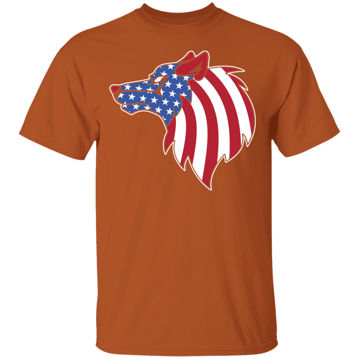 Wolf American Flag USA T-Shirt