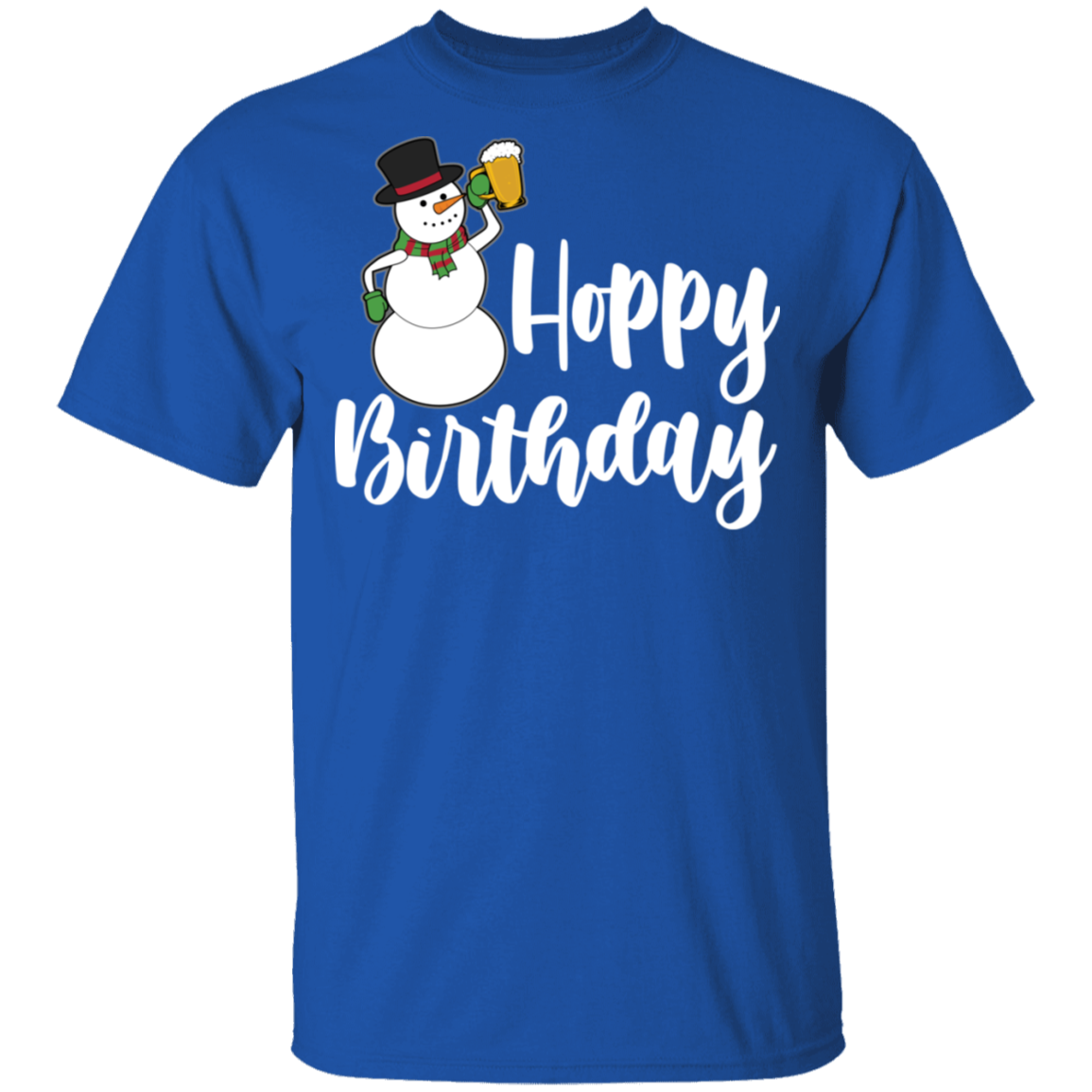Hoppy Birthday Snowman Beer Funny Christmas T-Shirt