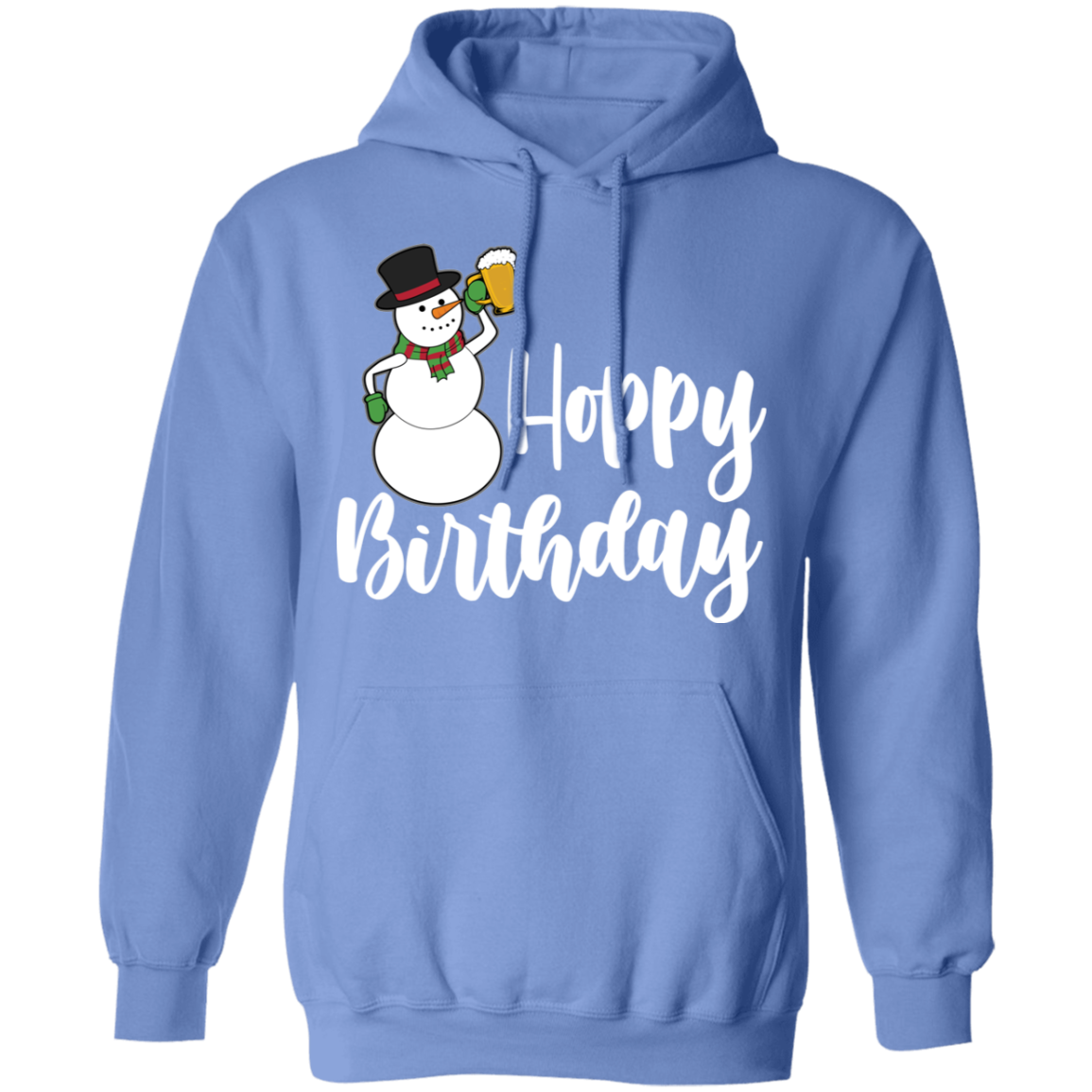 Hoppy Birthday Snowman Beer Funny Christmas Pullover Hoodie