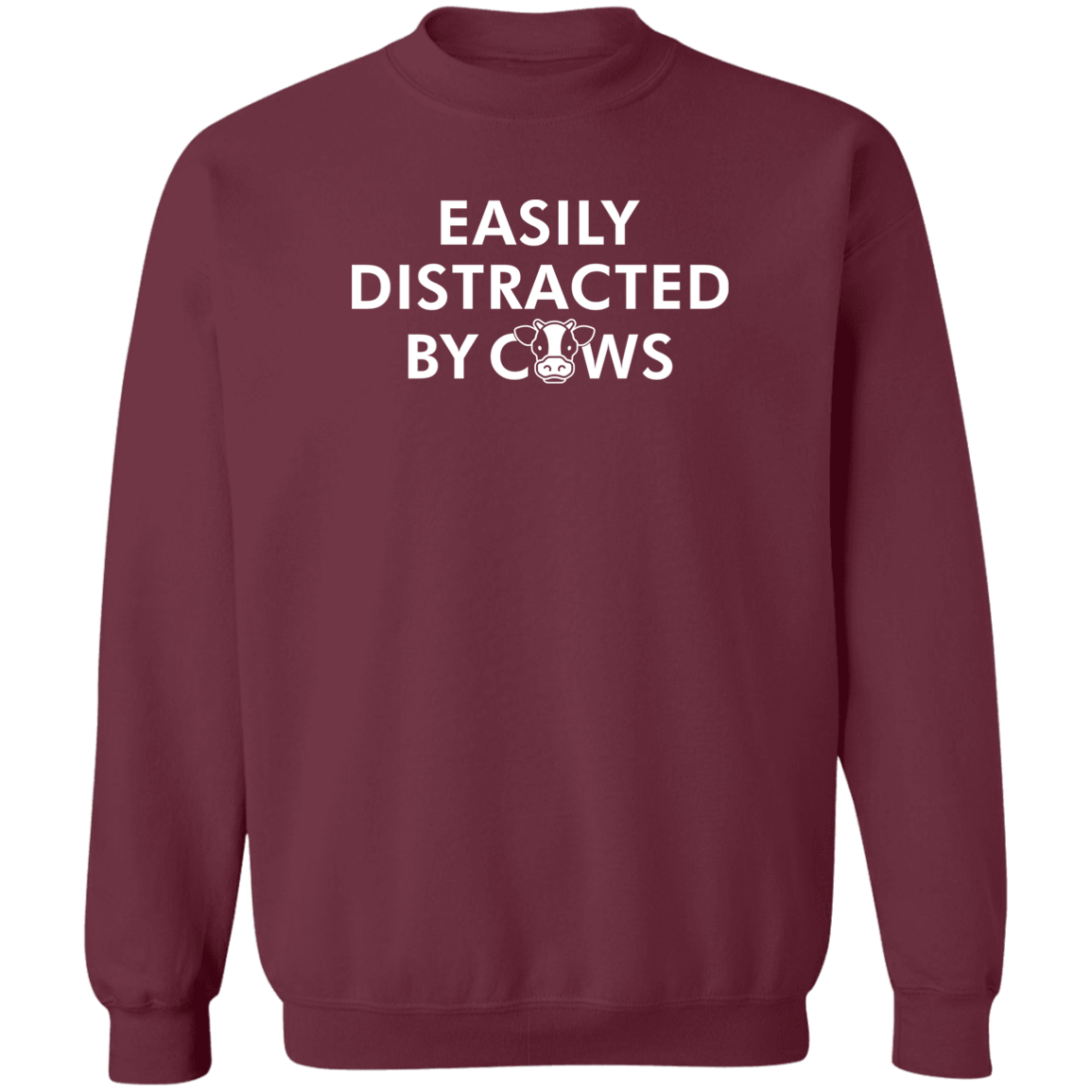 Easily Distracted By Cows Funny Farming Crewneck Sweatshirt
