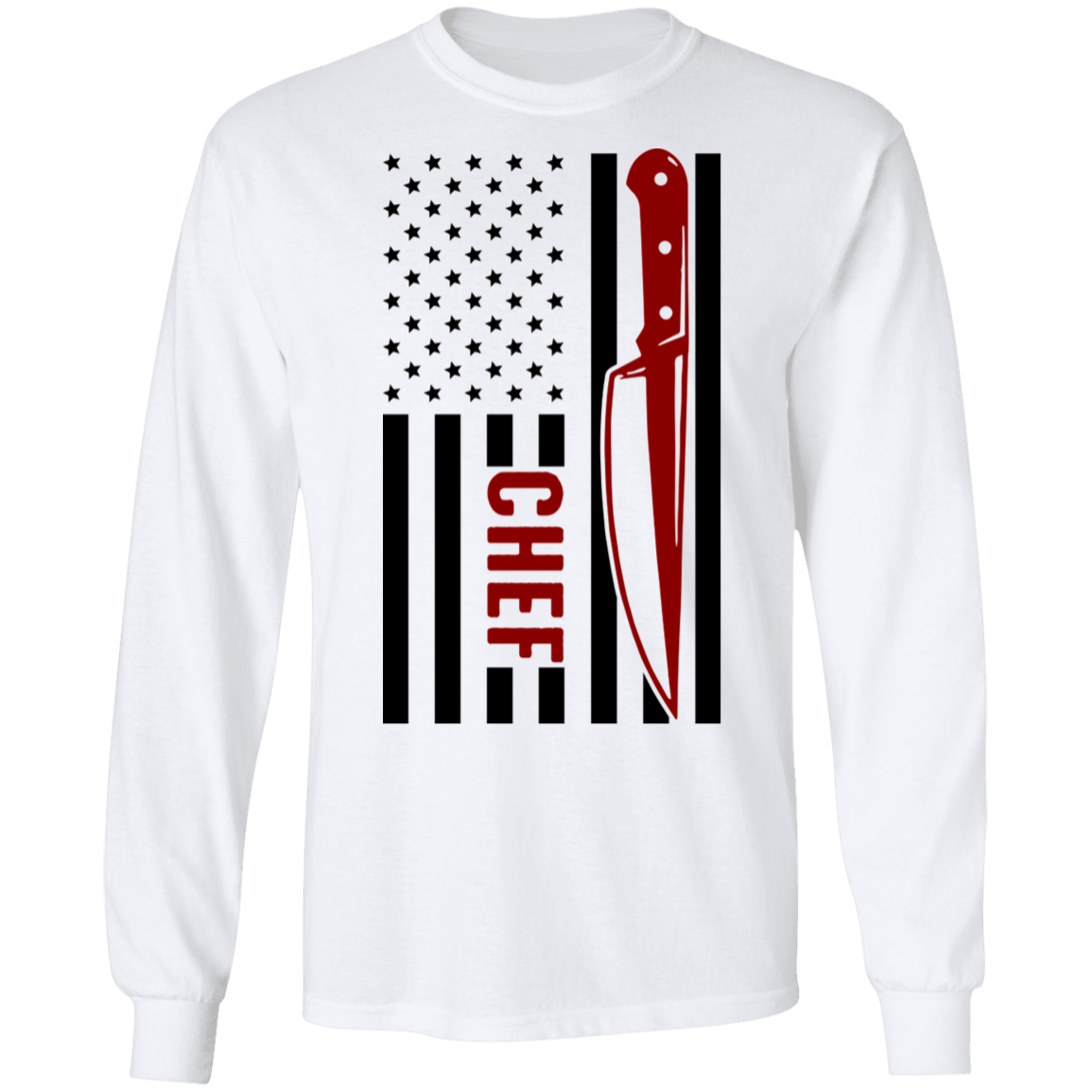 Chef American Flag Cooking Long Sleeve T-Shirt