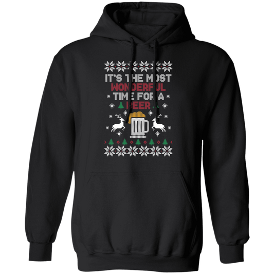 It's The Most Wonderful Time For A Beer Ugly Christmas Party Pullover Hoodie