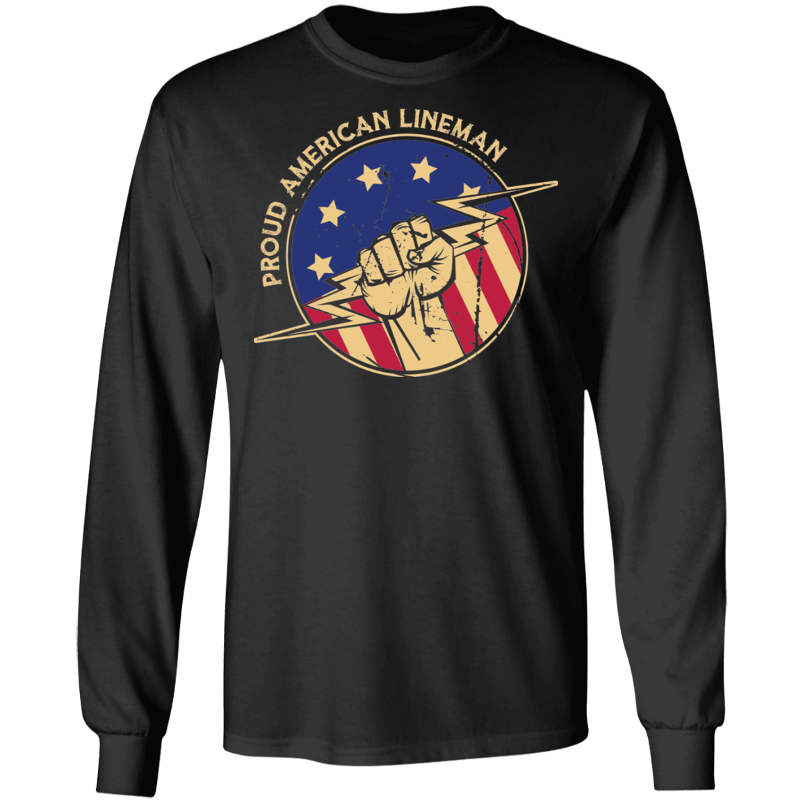 Proud American Lineman Flag Long Sleeve T-Shirt