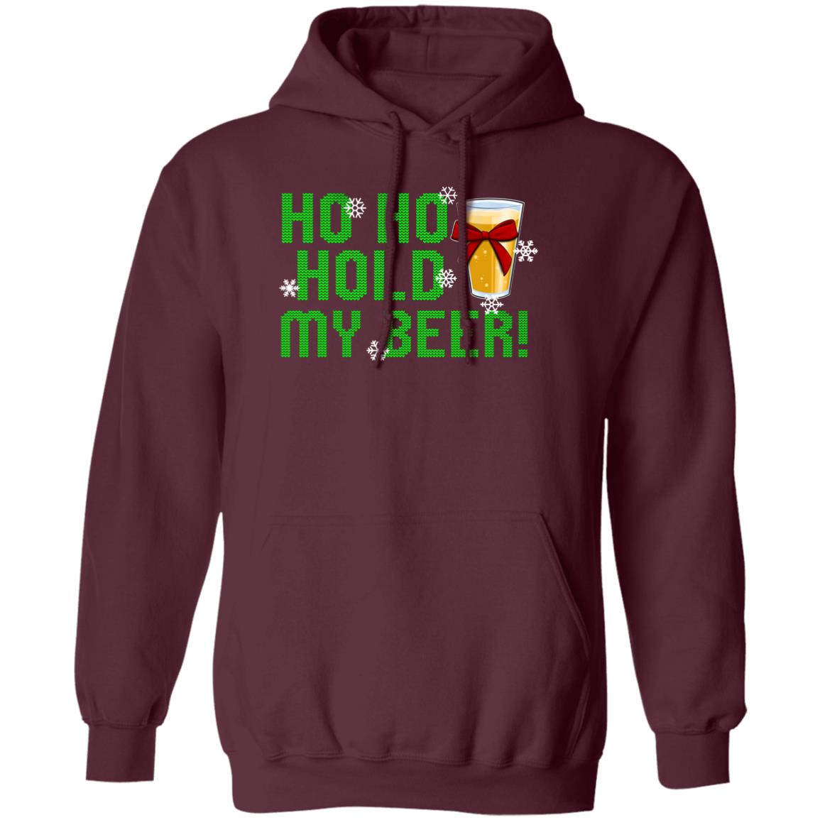 Ho Ho Hold My Beer Funny Christmas Pullover Hoodie