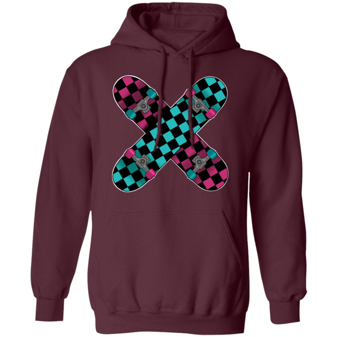Retro 80's Checkered Skateboards Skateboarding Pullover Hoodie