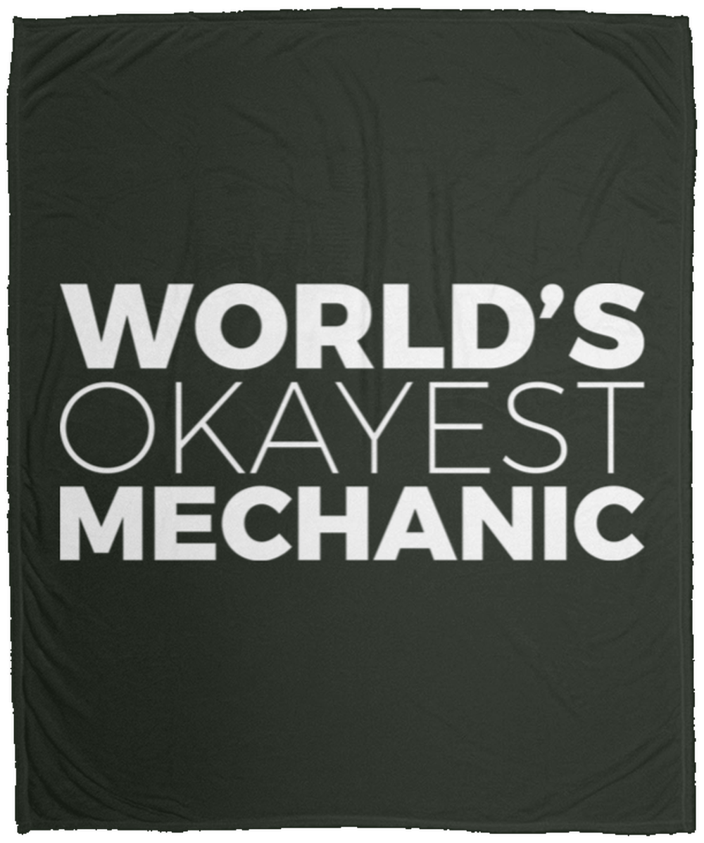 World's Okayest Mechanic Funny Automotive Fleece Blanket - 50x60