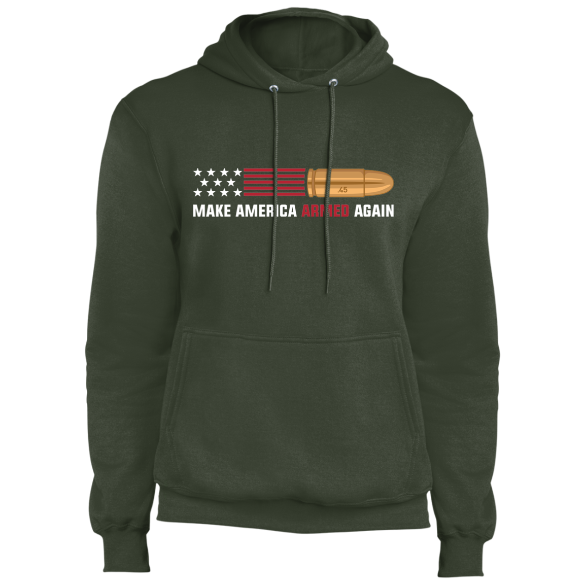 .45 Make American Armed Again Bullet American Flag USA Pullover Hoodie