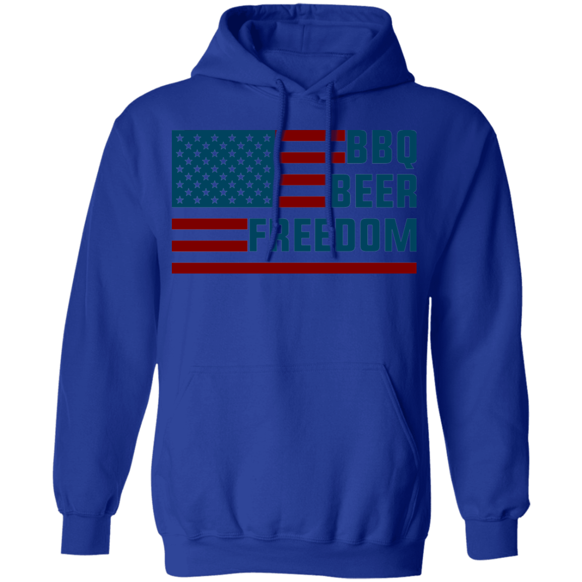 BBQ Beer Freedom American Flag Pullover Hoodie