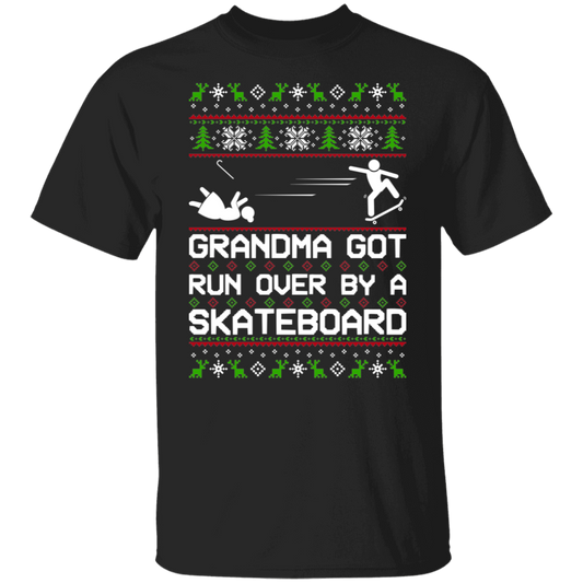 Grandma Got Run Over By A Skateboard Skateboarding Christmas Party T-Shirt