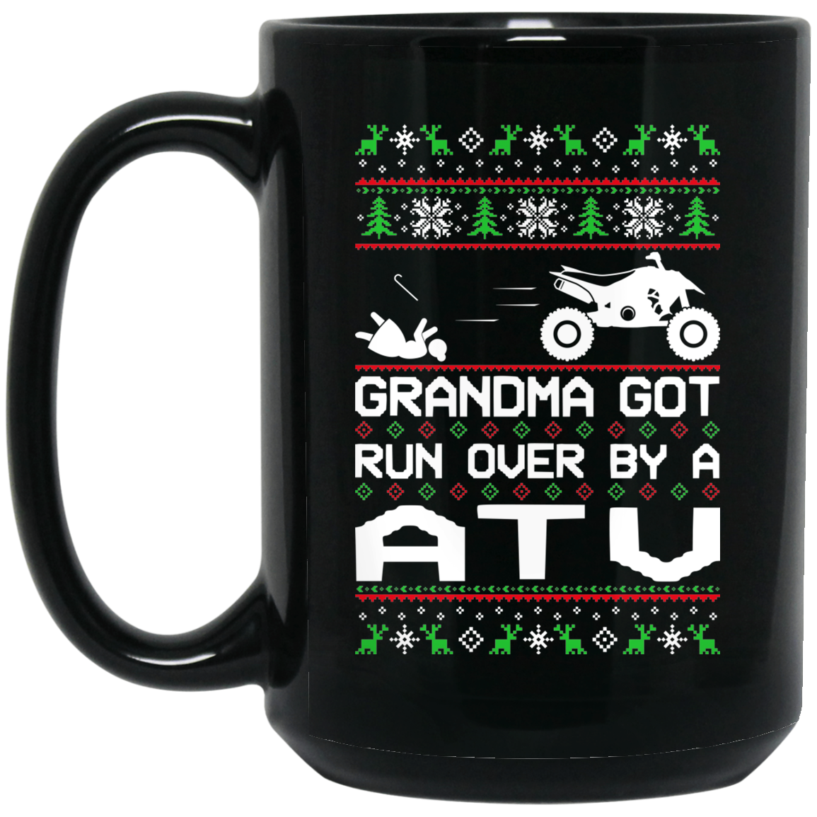 Wheel Spin Addict ATV Quad Christmas 15 oz. Black Mug