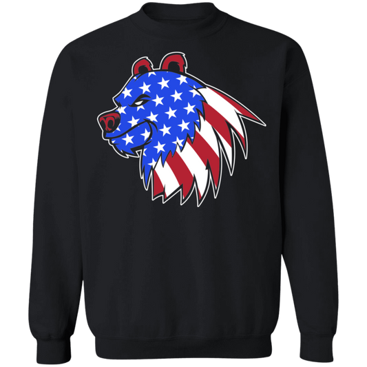 Grizzly North American Bear American Flag USA Crewneck Sweatshirt