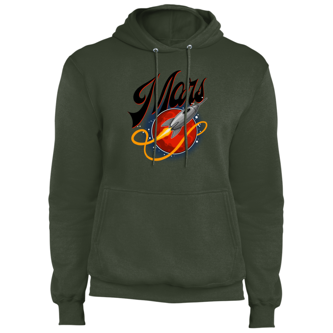 Men's Space Mars Space Ship Old Style Fleece Pullover Hoodie