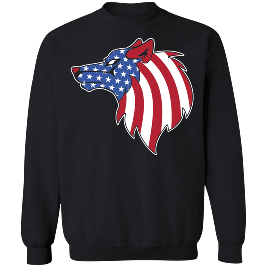 Wolf American Flag USA Crewneck Sweatshirt