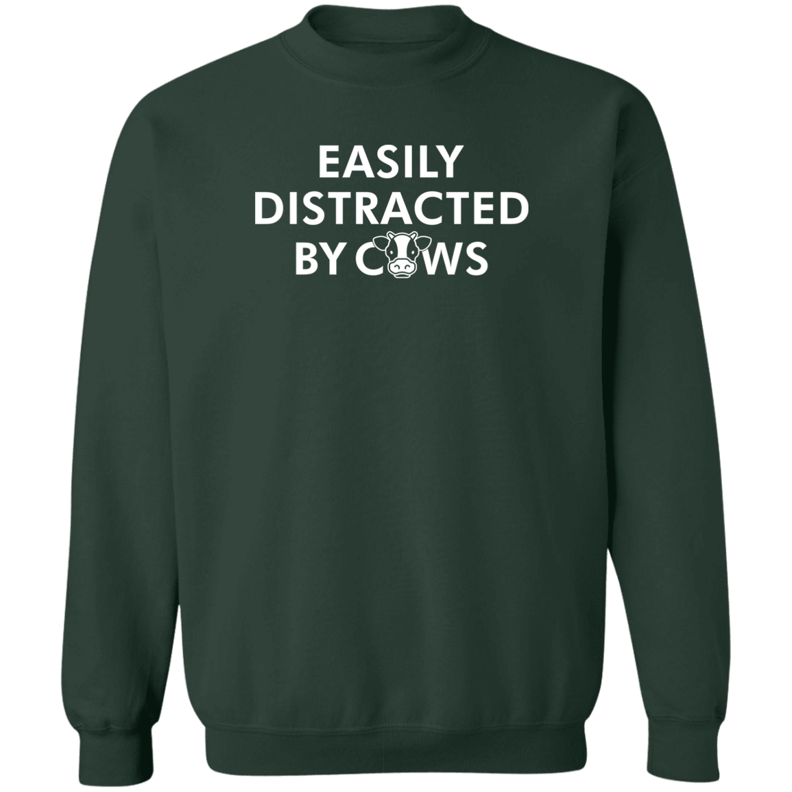 Easily Distracted By Cows Funny Farming Crewneck Sweatshirt