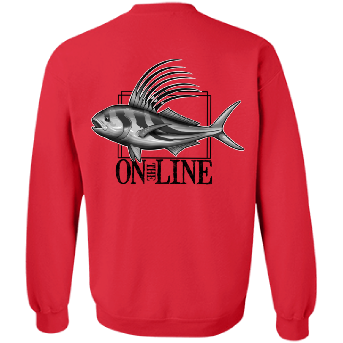 Rooster Fish On The Line Saltwater Double Sided Crewneck Sweatshirt