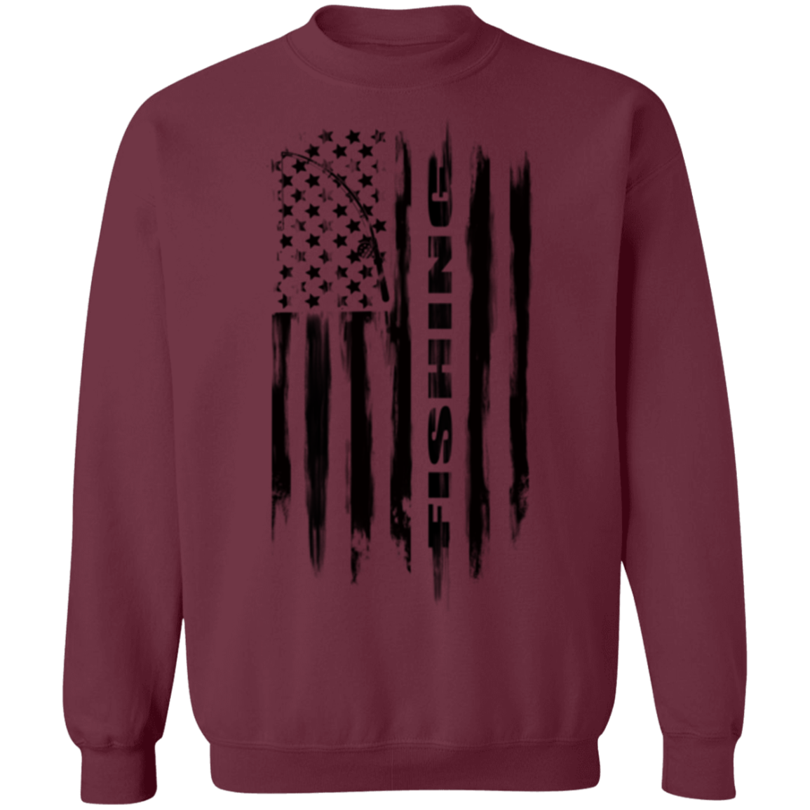 Fishing Saltwater Fresh Water Fish American Flag Crewneck Sweatshirt