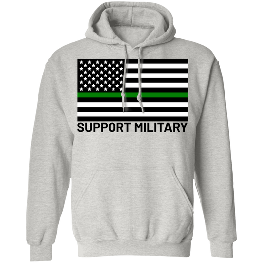 Support Military Green Line American Flag Pullover Hoodie