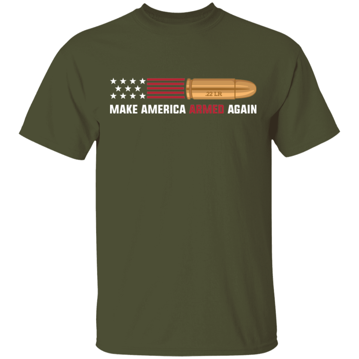 .22 LR Make American Armed Again Bullet American Flag USA T-Shirt