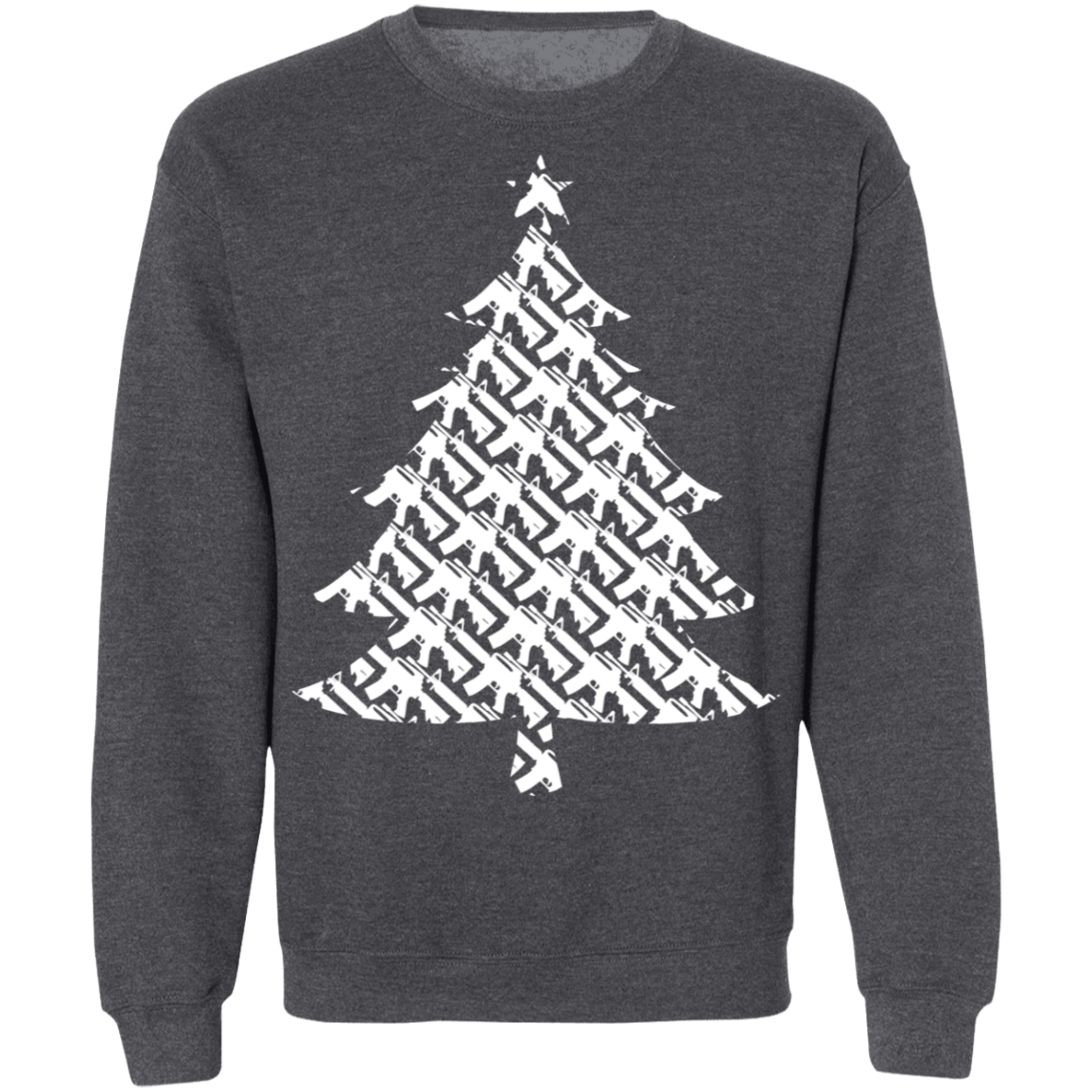 Rifle Firearm Christmas Tree Ugly Christmas Crewneck Sweatshirt