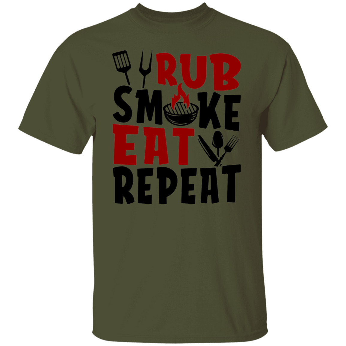 Rub Smoke Eat Repeat Grilling BBQ  T-Shirt