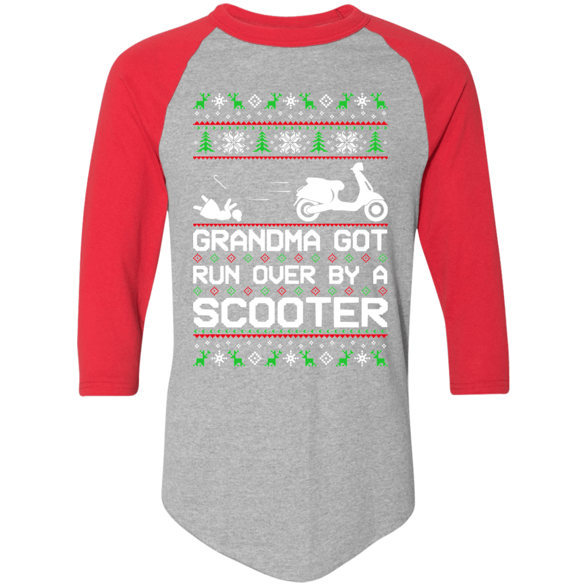 Scooter Grandma Got Run Over Ugly Christmas Raglan Jersey