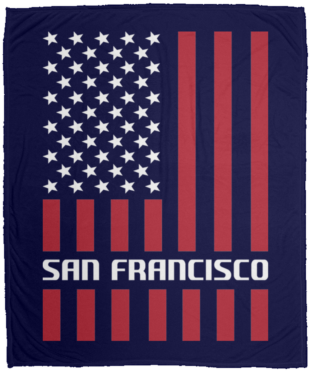 San Francisco American Flag Fleece Blanket - 50x60