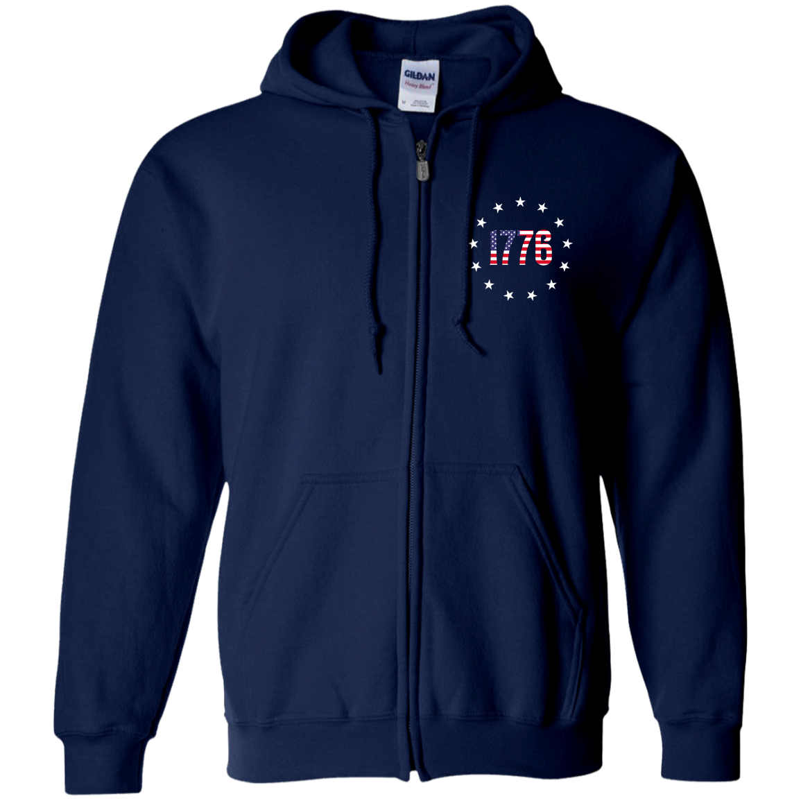 1776 Betsy Ross American Flag Zip Up Hooded Sweatshirt