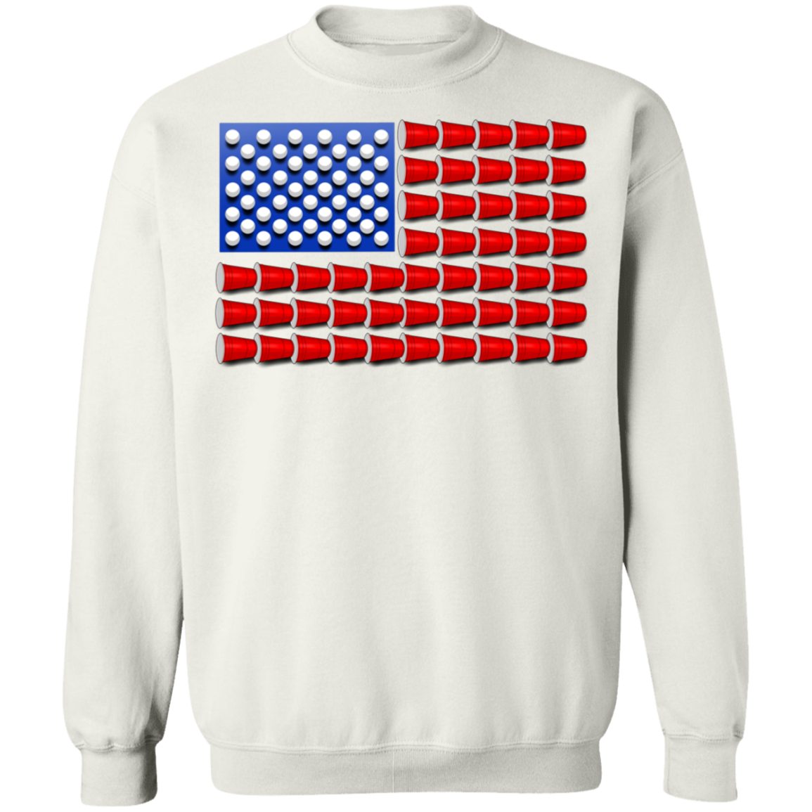 Beer Pong Red Cup American Flag Crewneck Sweatshirt