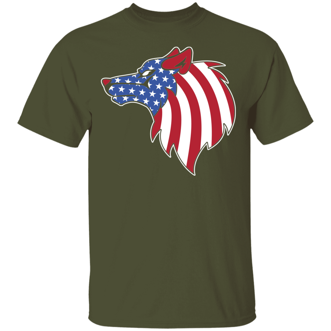 Wolf American Flag USA T-Shirt