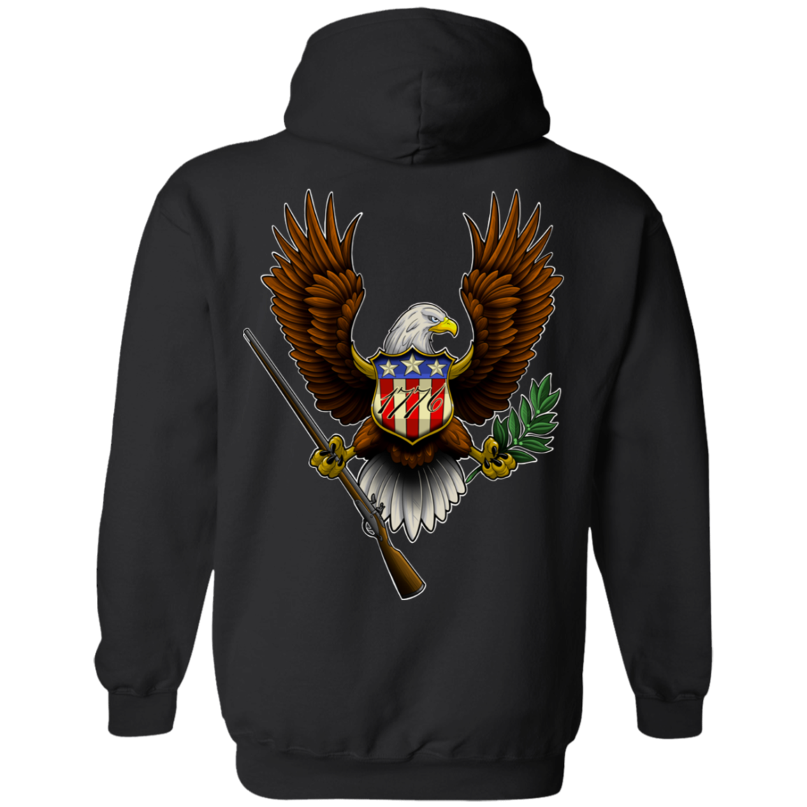 We the People American Bald Eagle 1776 Double Sided Pullover Hoodie
