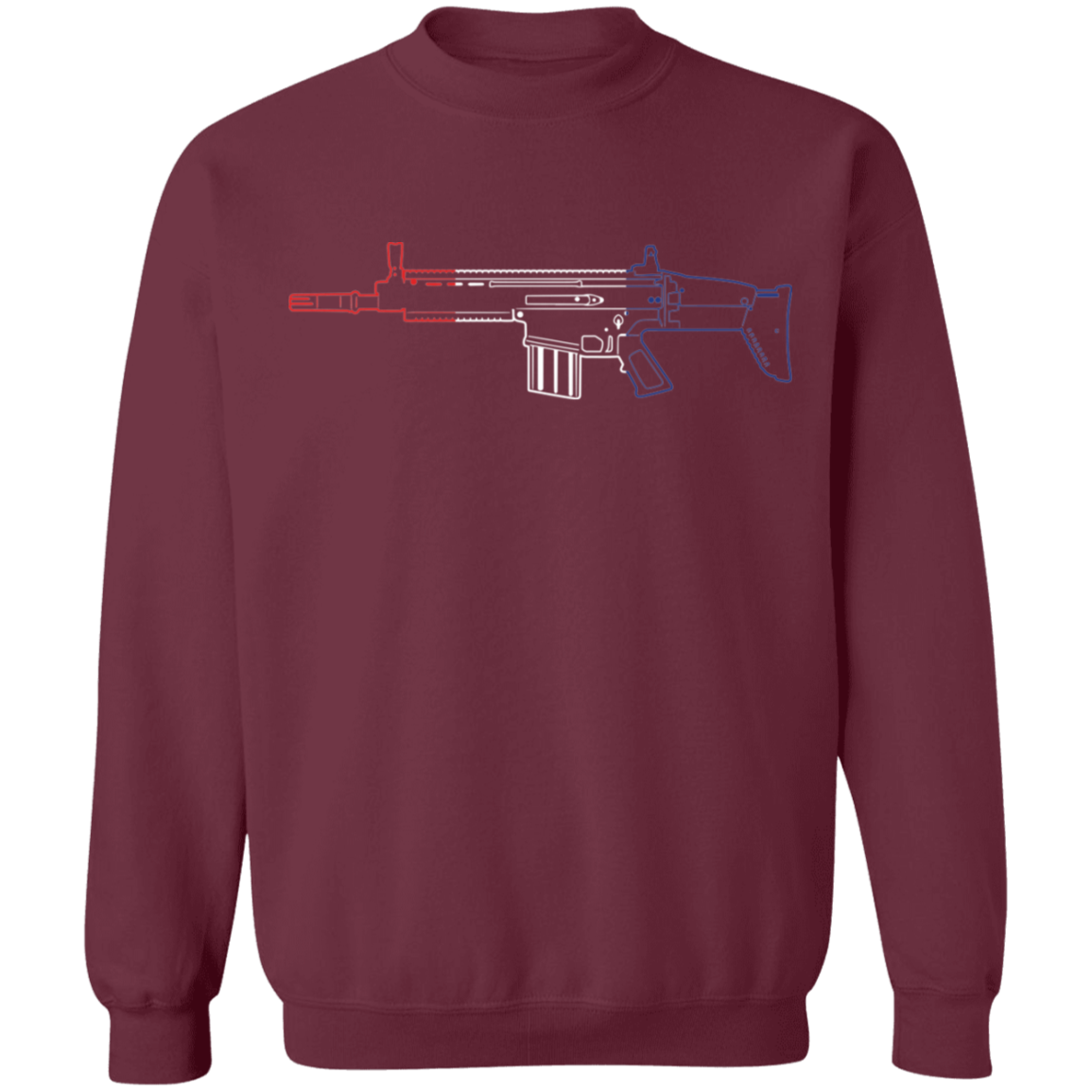 Scar Firearm Rifle Red White Blue Crewneck Sweatshirt