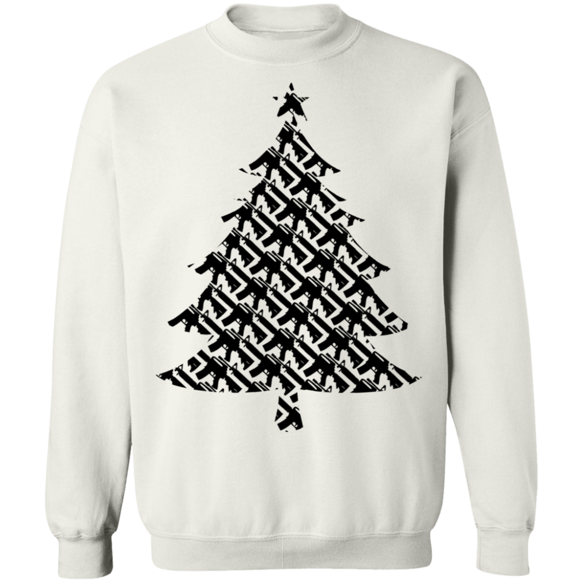 Rifle Firearm Christmas Tree Ugly Ugly Christmas Crewneck Sweatshirt