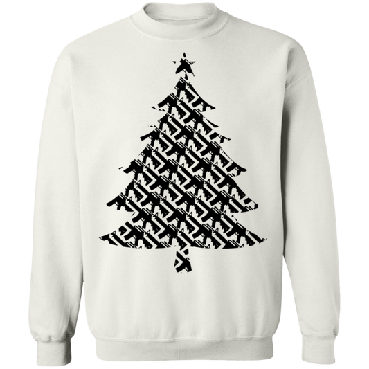 Rifle Firearm Christmas Tree Ugly Ugly Christmas Crewneck Sweatshirt