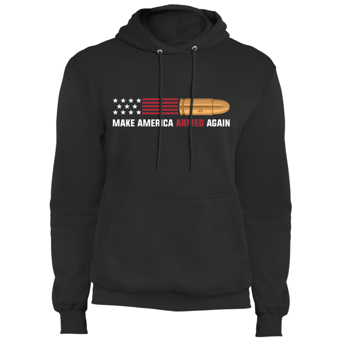 .45 Make American Armed Again Bullet American Flag USA Pullover Hoodie