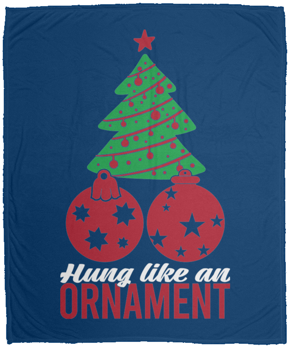 Hung Like An Ornament Christmas Tree Fleece Blanket - 50x60