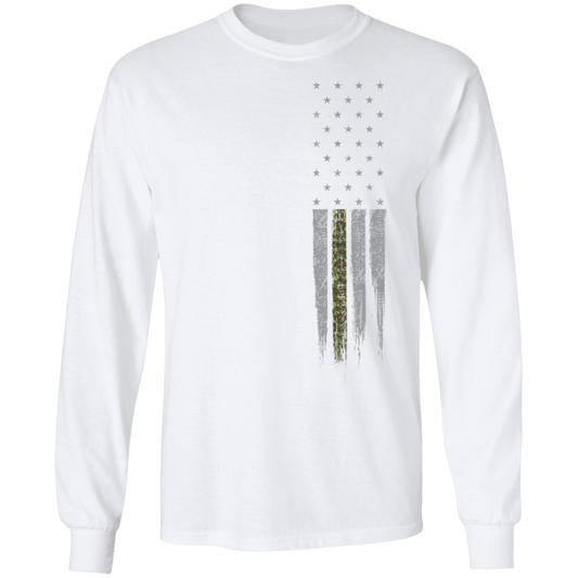 Military Camo Thin Line American Flag Long Sleeve T-Shirt