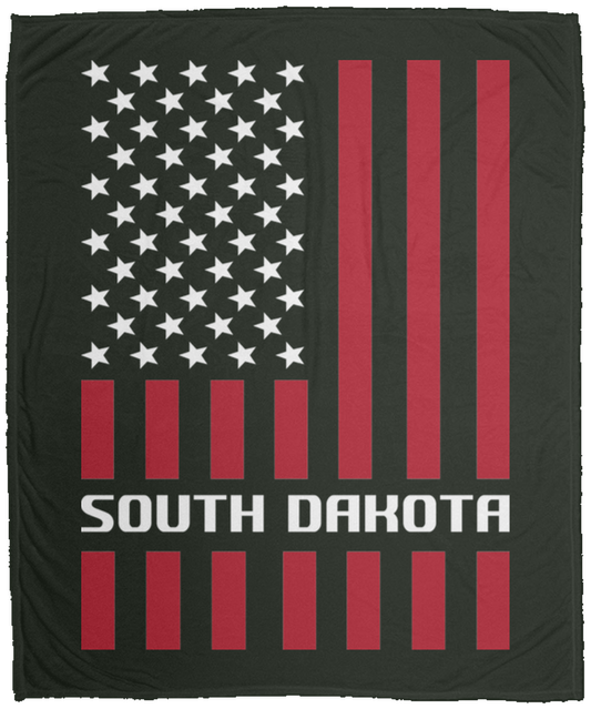 South Dakota American Flag Fleece Blanket - 50x60