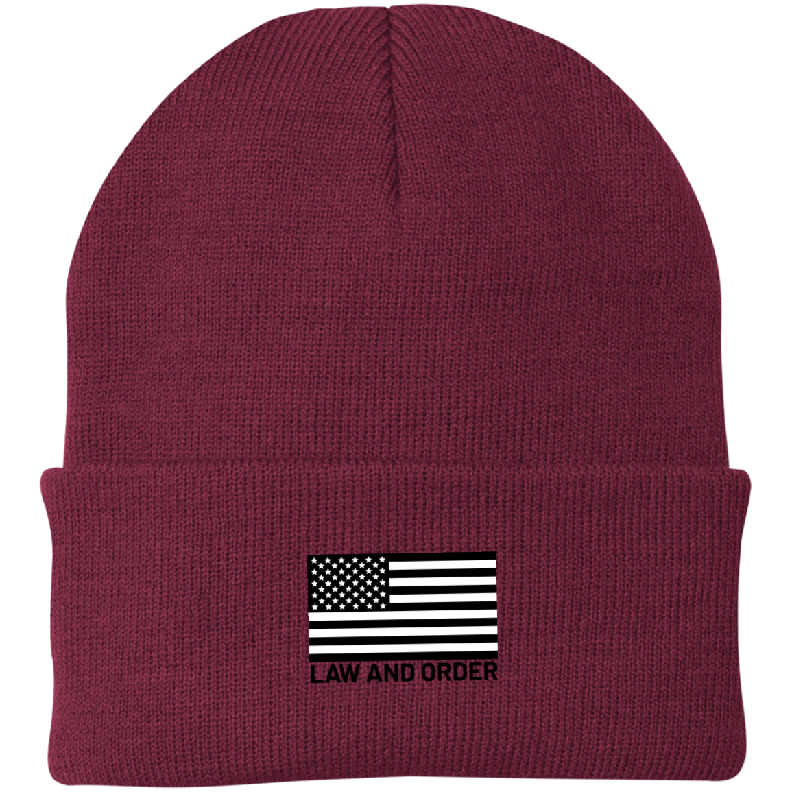 Law and Order American Flag Beanie Cap