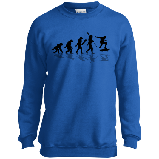 Evolution of Skateboarding Skateboarder Youth Crewneck Sweatshirt