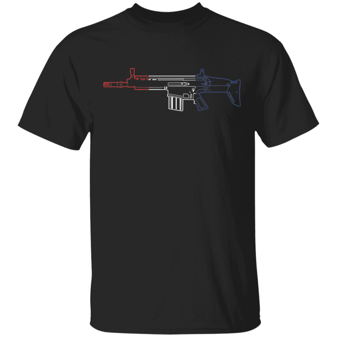 Scar Firearm Rifle Red White Blue T-Shirt