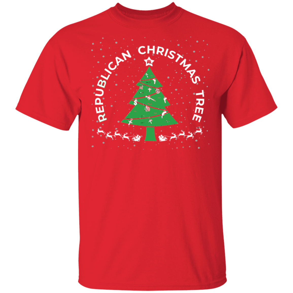 Republican Christmas Tree Firearm Money God Ugly Christmas T-Shirt