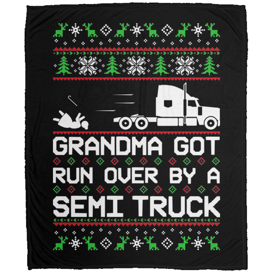Wheel Spin Addict Christmas Semi Truck Fleece Blanket - 50x60