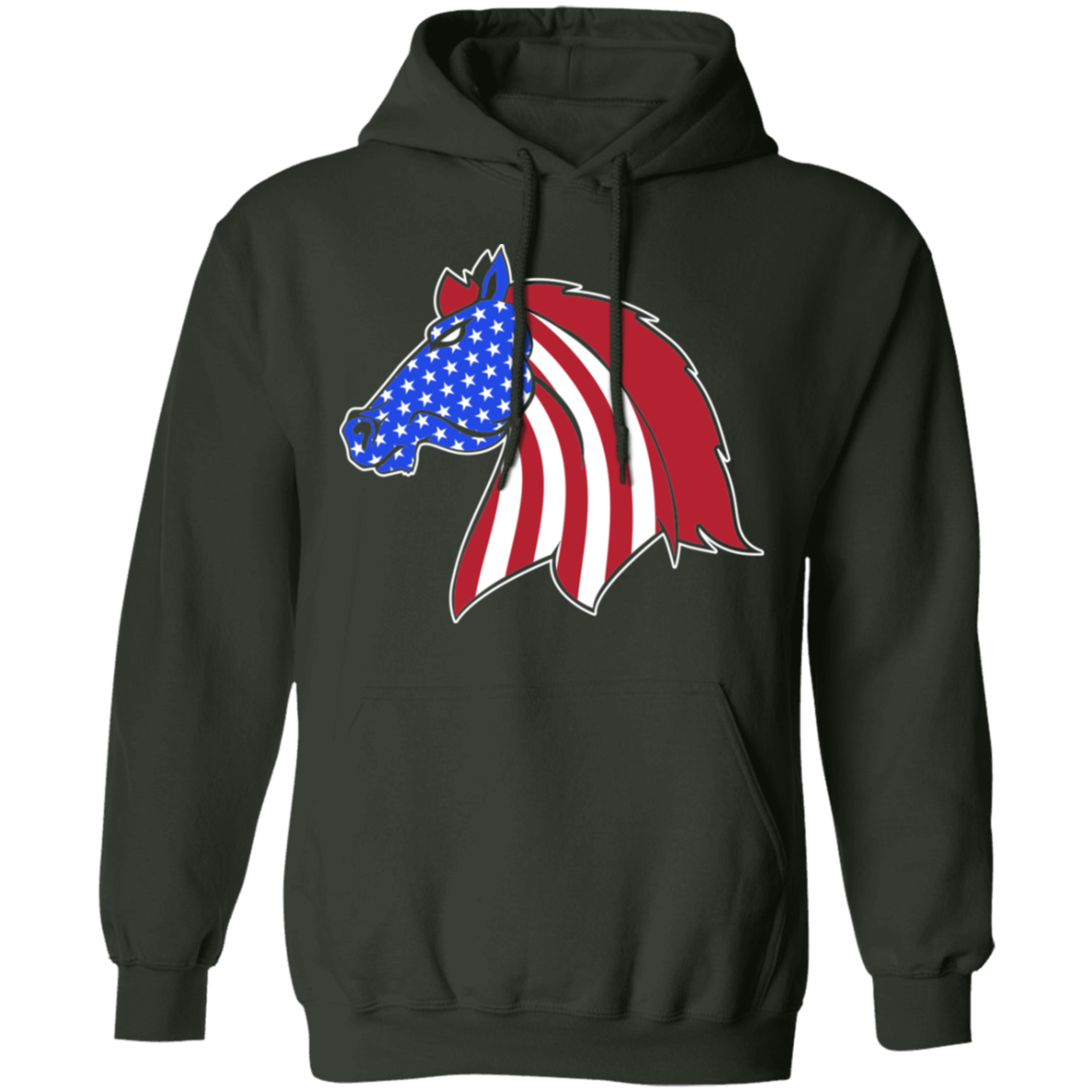 Horse American Flag USA Pullover Hoodie