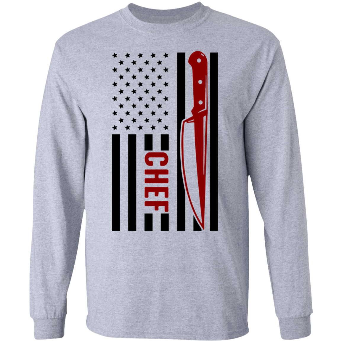 Chef American Flag Cooking Long Sleeve T-Shirt