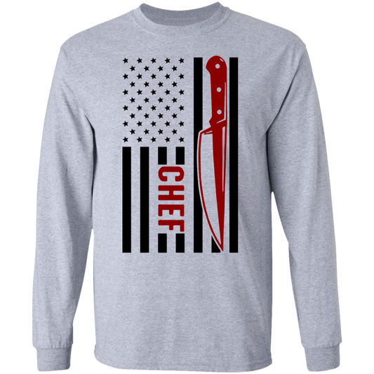 Chef American Flag Cooking Long Sleeve T-Shirt