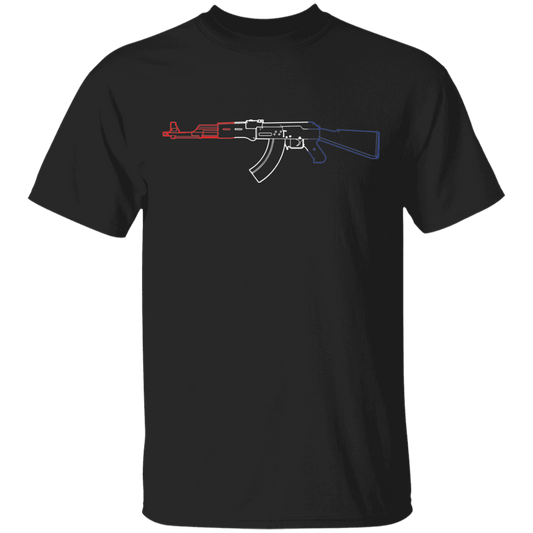 AK-47 Firearm Rifle Red White Blue T-Shirt