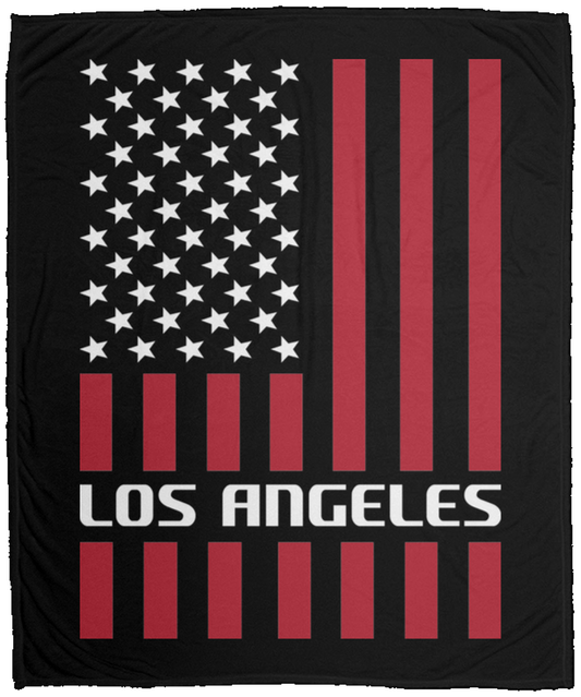 Los Angeles American Flag Fleece Blanket - 50x60
