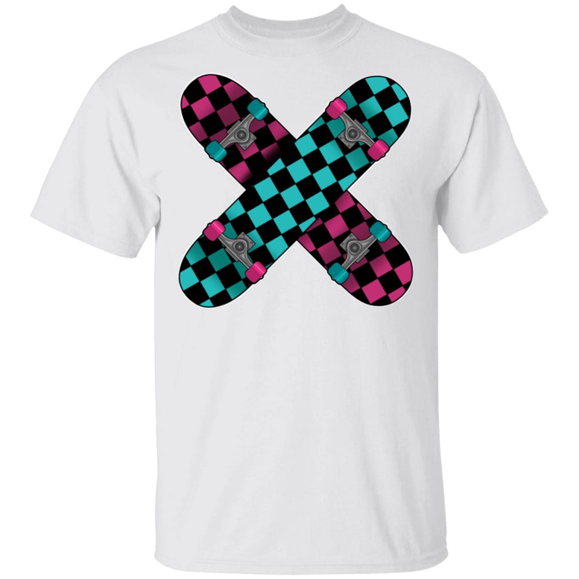 Retro 80's Checkered Skateboards Skateboarding T-Shirt